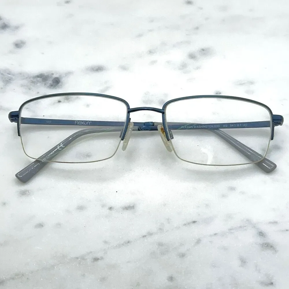 FLEXON Washington 600 412 Blue Mens Half Rim Eyeglasses Frames Only 54-18-140